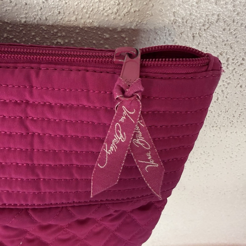 Vera Bradley Large Pink Zip Top Tote Bag Lined Inner Pockets Detachable Strap - Picture 9 of 14